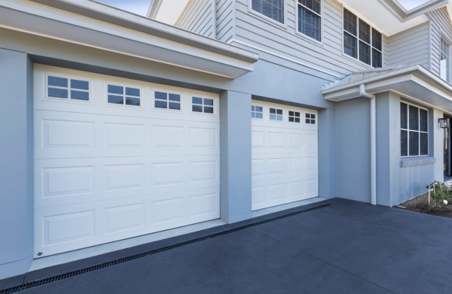 Double B&D sectional garage doors are installed on a residential home in Sydney.